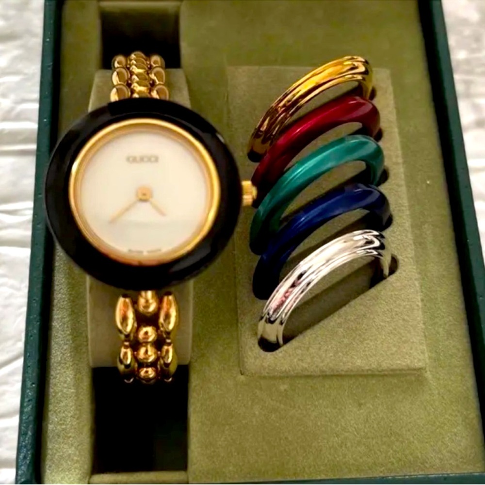 - Gorgeous Gucci Bezel Watch Bracelet in 14K Gold plated